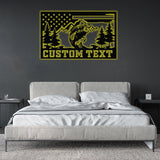Custom American Flag Bass Fishing Metal Sign with LED Lights, Fishing Name Sign, Lake House Decor Fish Art Wall Sculpture, Bass Fishing Gift