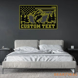 Custom American Flag Bass Fishing Metal Sign with LED Lights Fishing Name Sign Lake House Decor Fish Art Wall Sculpture