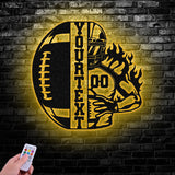 Custom American Football Metal Sign with LED Light, Football Player Name Sign, Boys Room Decor, Sport Room Wall Hanging - Gearviral