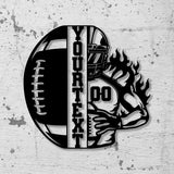 Custom American Football Metal Sign with LED Light, Football Player Name Sign, Boys Room Decor, Sport Room Wall Hanging - Gearviral