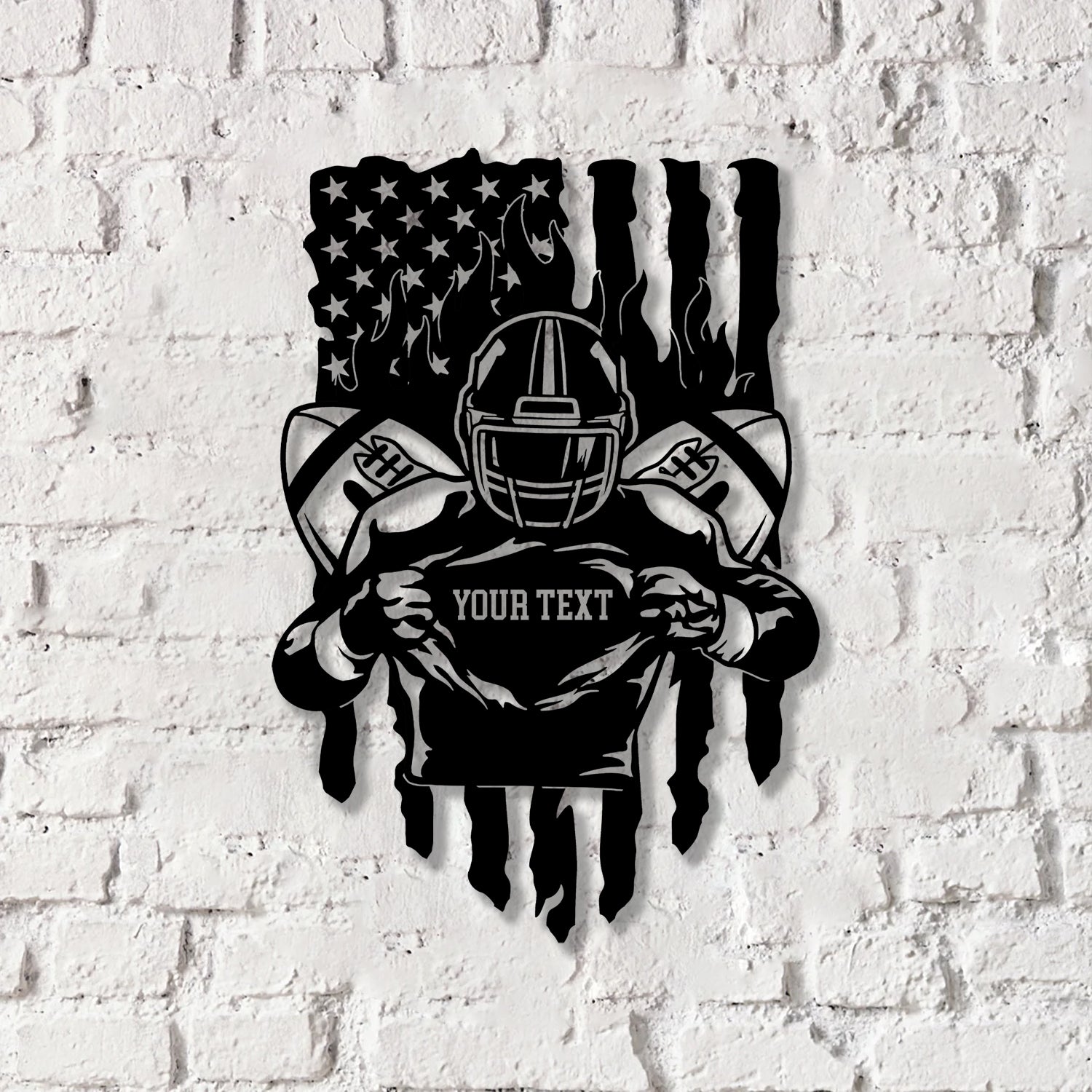 Custom American Football Metal Sign with LED Light, Football Player Name Sign, Boys Room Decor, Sport Room Wall Hanging Vs3 - Gearviral