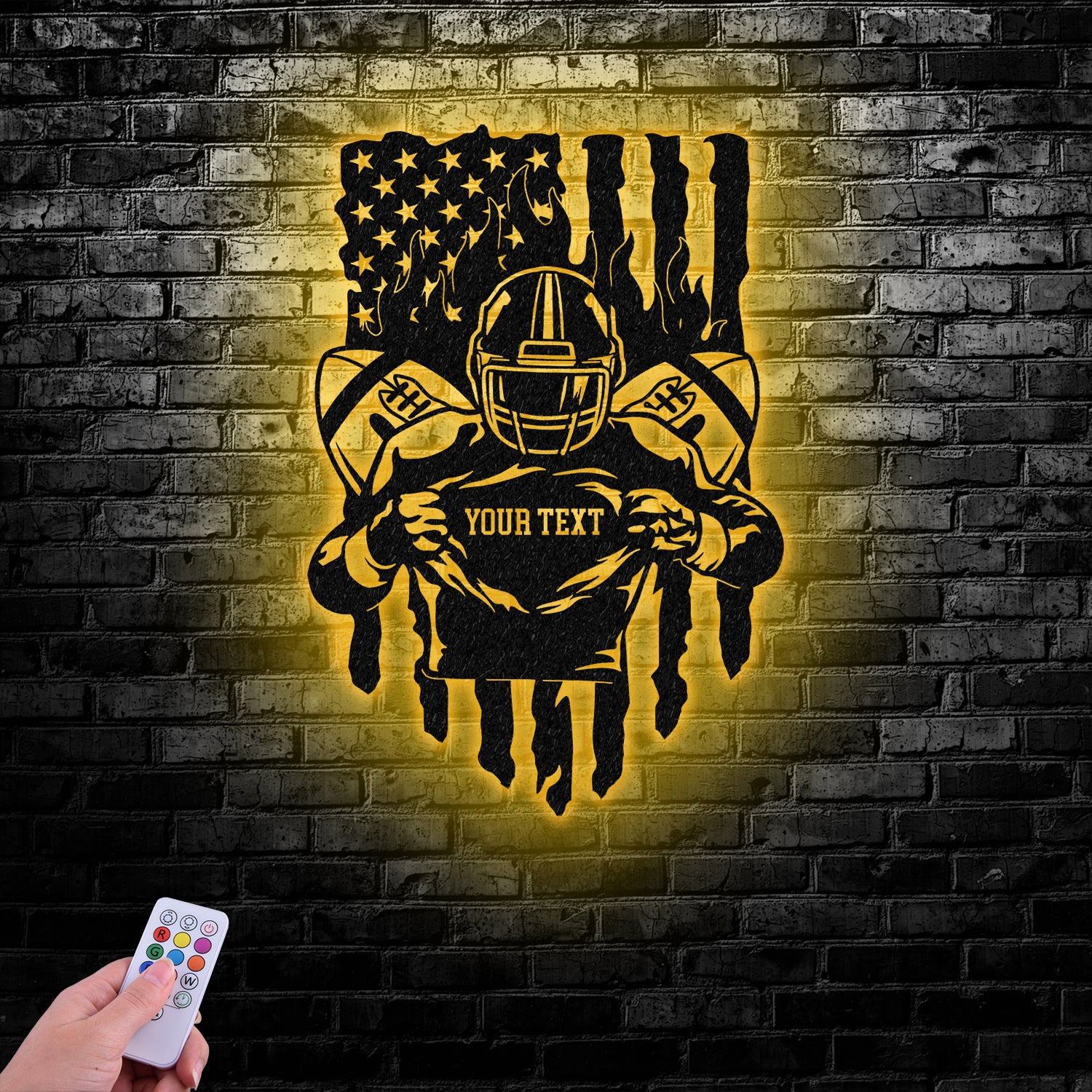 Custom American Football Metal Sign with LED Light, Football Player Name Sign, Boys Room Decor, Sport Room Wall Hanging Vs3 - Gearviral