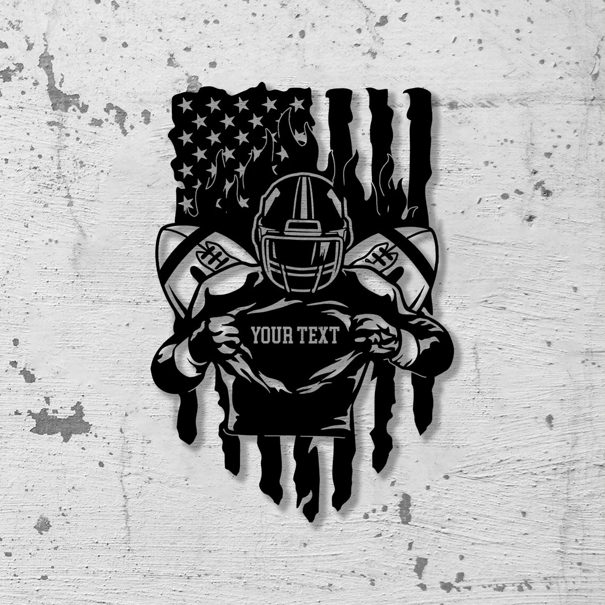 Custom American Football Metal Sign with LED Light, Football Player Name Sign, Boys Room Decor, Sport Room Wall Hanging Vs3 - Gearviral