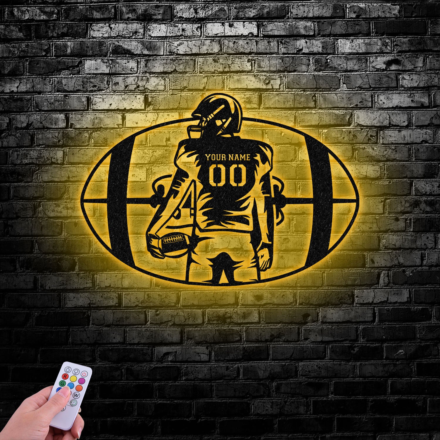 Custom American Football Metal Sign with LED Light, Football Player Name Sign, Boys Room Decor, Sport Room Wall Hanging Vs5 - Gearviral