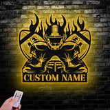 Custom American Football Metal Sign with LED Light Football Player Name Sign Boys Room Decor Sport Room Wall Hanging