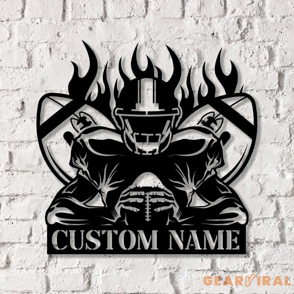 Custom American Football Metal Sign with LED Light Football Player Name Sign Boys Room Decor Sport Room Wall Hanging