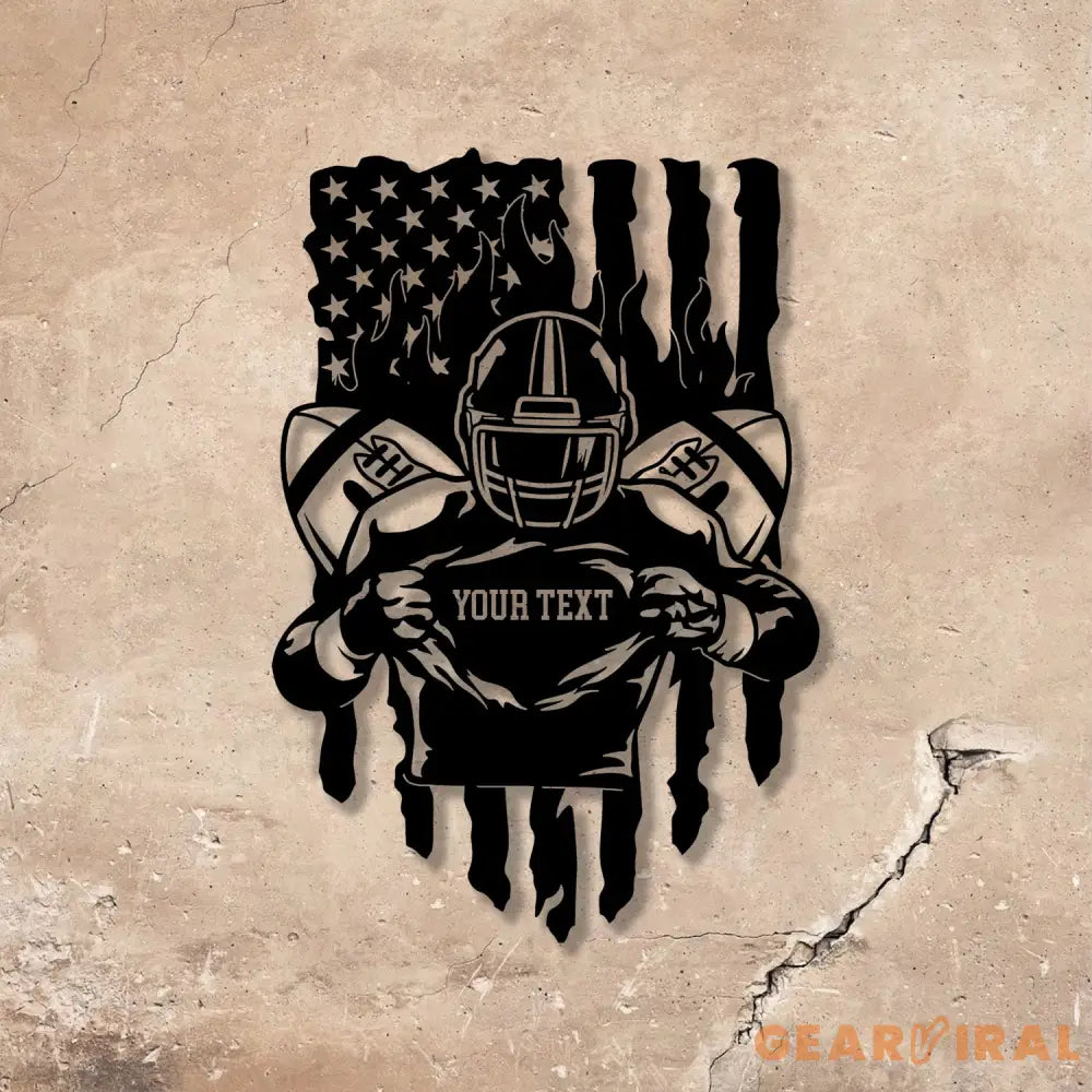 Custom American Football Metal Sign with LED Light Football Player Name Sign Boys Room Decor Sport Room Wall Hanging