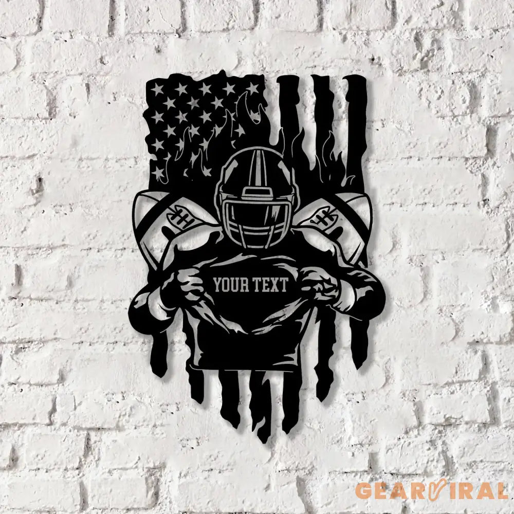 Custom American Football Metal Sign with LED Light Football Player Name Sign Boys Room Decor Sport Room Wall Hanging