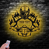 Custom American Football Metal Sign with LED Light Football Player Name Sign Boys Room Decor Sport Room Wall Hanging