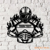 Custom American Football Metal Sign with LED Light Football Player Name Sign Boys Room Decor Sport Room Wall Hanging