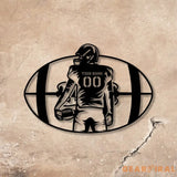 Custom American Football Metal Sign with LED Light Football Player Name Sign Boys Room Decor Sport Room Wall Hanging