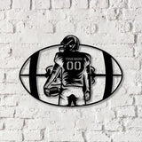 Custom American Football Metal Sign with LED Light Football Player Name Sign Boys Room Decor Sport Room Wall Hanging