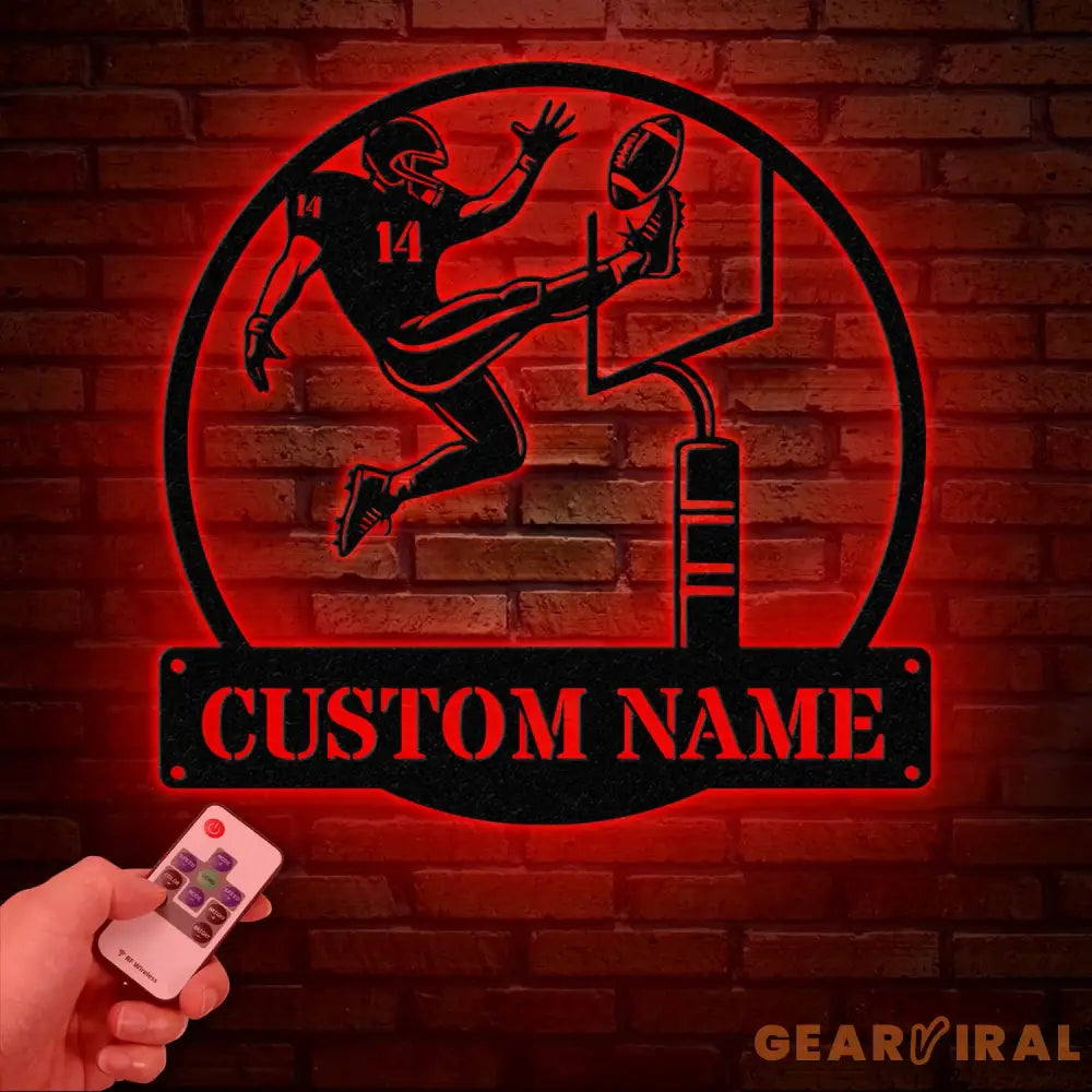 Custom American Football Metal Sign with LED Personalized Football Name Sign Football Coach Gift Boys Room Decor Sports