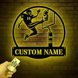 Custom American Football Metal Sign with LED Personalized Football Name Sign Football Coach Gift Boys Room Decor Sports