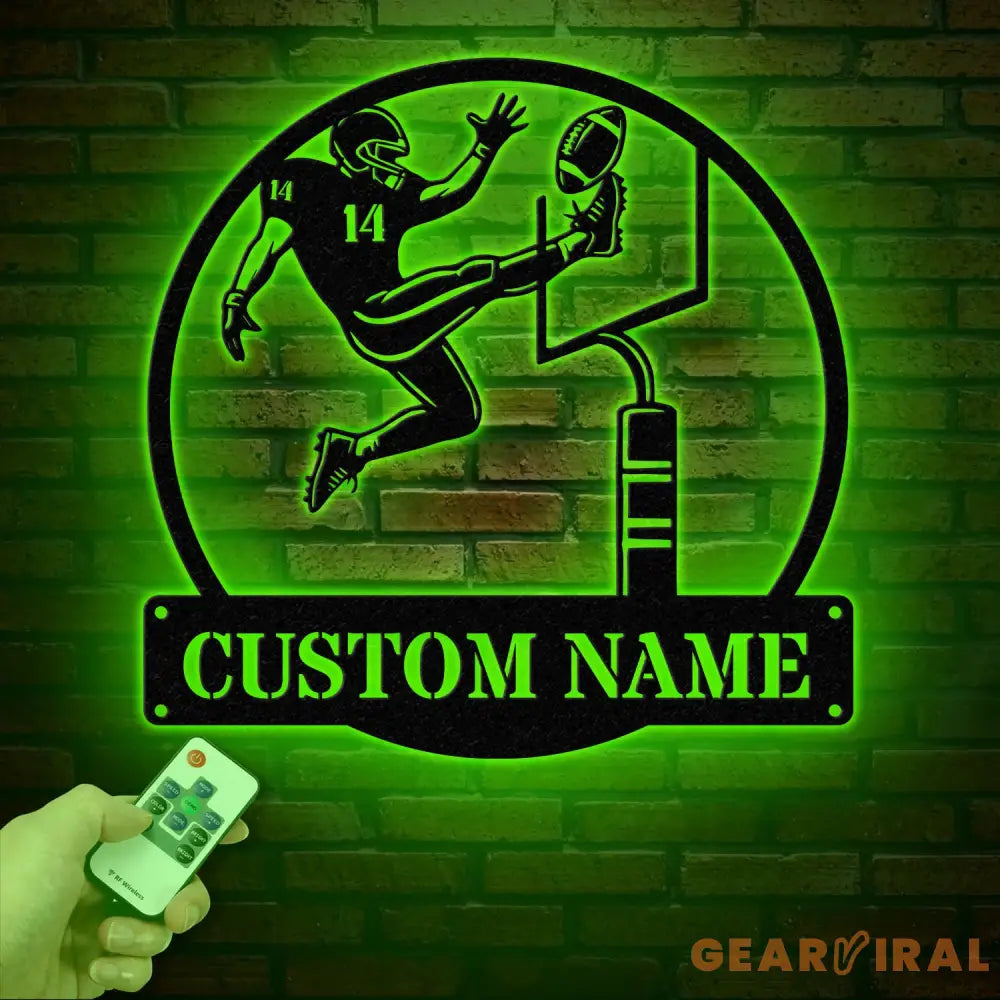 Custom American Football Metal Sign with LED Personalized Football Name Sign Football Coach Gift Boys Room Decor Sports