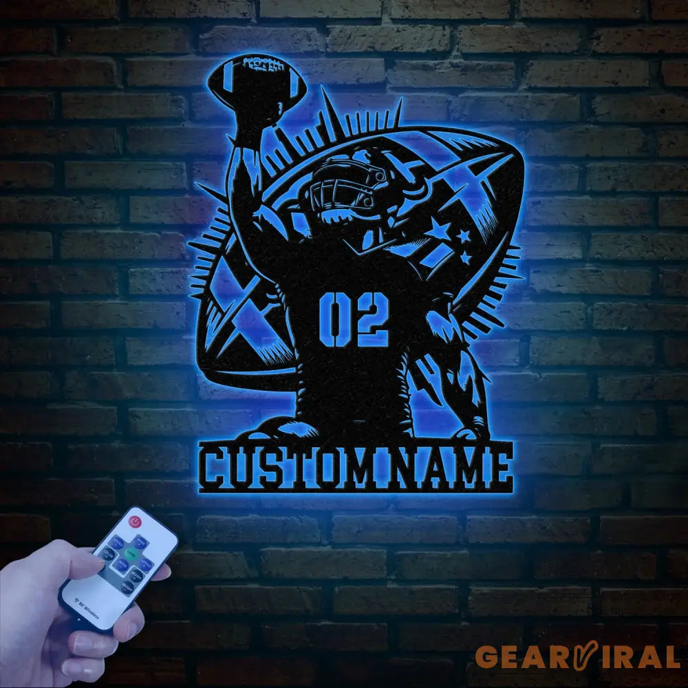 Custom American Football Metal Sign with LED Personalized Football Name Sign Football Coach Gift Boys Room Decor Sports