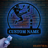 Custom American Football Metal Sign with LED Personalized Football Name Sign Football Coach Gift Boys Room Decor Sports