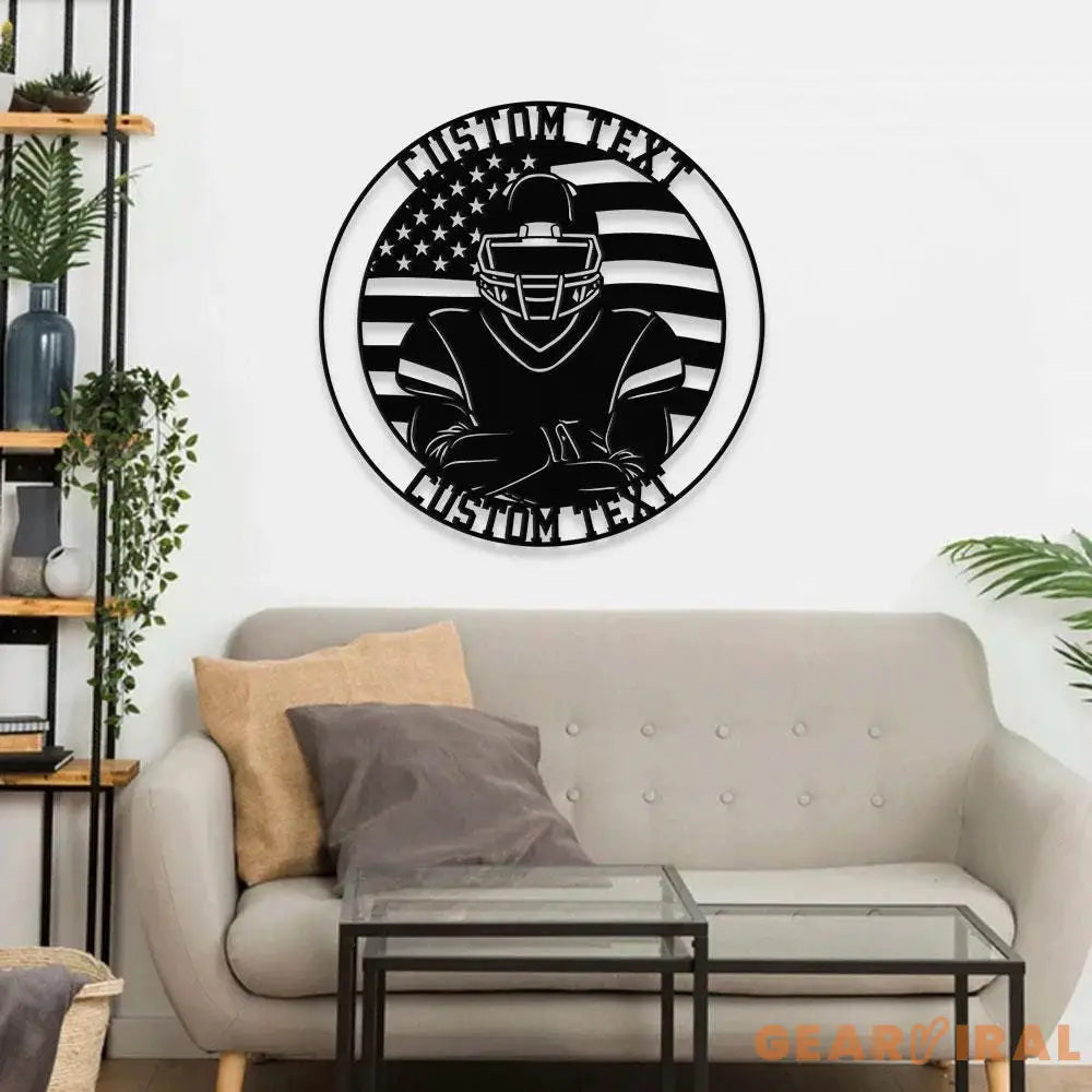 Custom American Football Name Metal Sign with LED Lights Personalized Family Name Metal Sign Personalized Wall Art