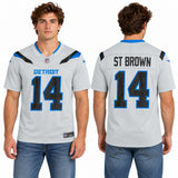 Custom Amon-Ra St. Brown Detroit Lions Fan Inspired 2026 Rivalries Collection Stitched Premium Limited Jersey - Silver