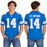 Custom Amon-Ra St. Brown Detroit Lions Fan Inspired Legend Player Performance Top - Blue