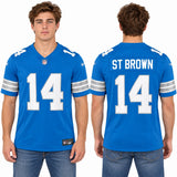 Custom Amon-Ra St. Brown Detroit Lions Fan Inspired Premium F.U.S.E. Premium Limited Jersey - Blue