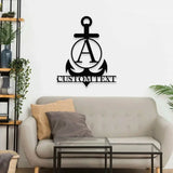 Custom Anchor Metal Family Name Sign - Personalized Monogram Wall Art - Last Name Initial Hanging - Perfect