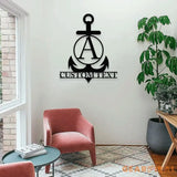 Custom Anchor Metal Family Name Sign - Personalized Monogram Wall Art - Last Name Initial Hanging - Perfect