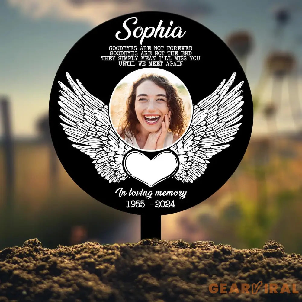 Custom Angel Wings Photo Grave Marker Temporary Grave Marker With Photo Outdoor Memorial Plaque Sympathy Plaque