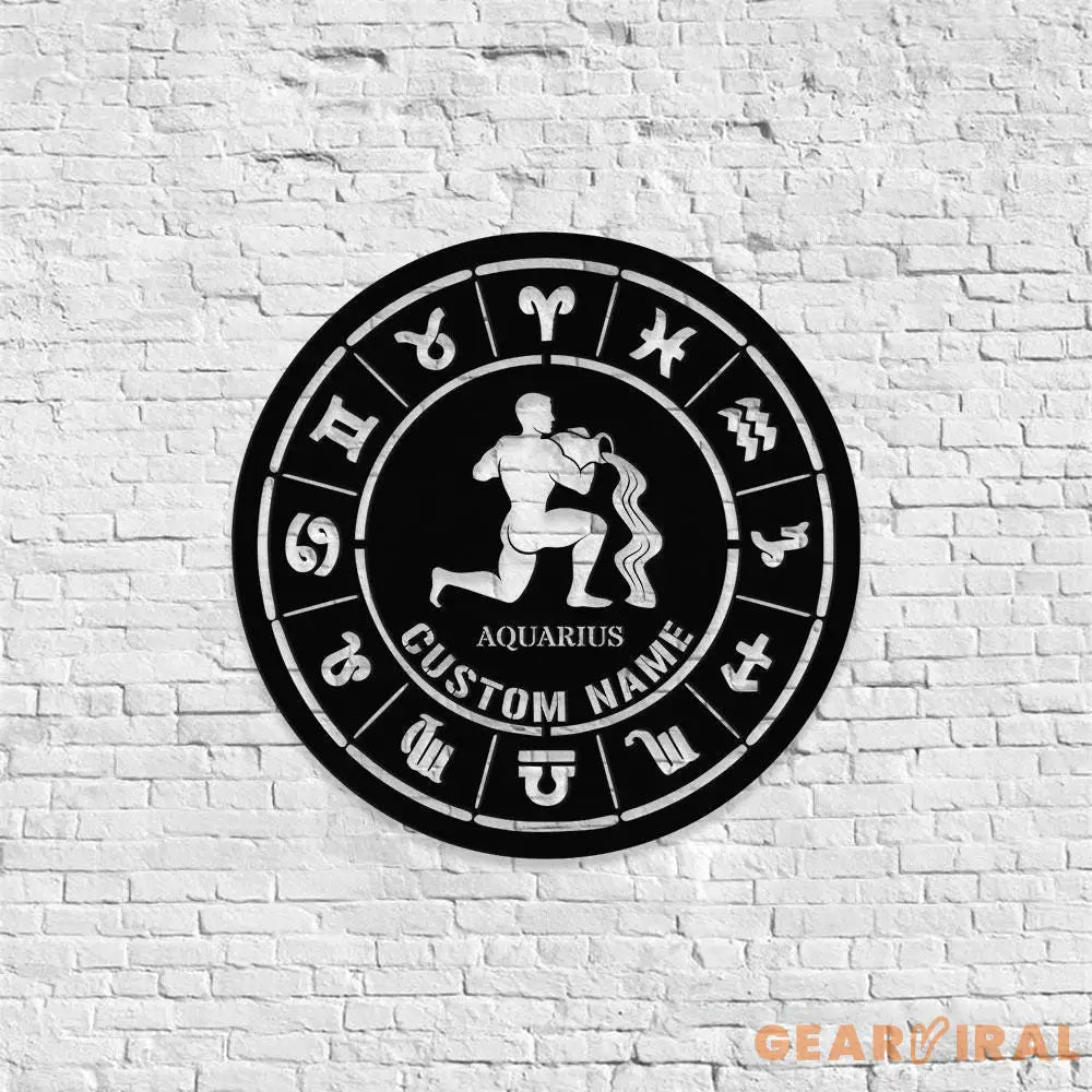 Custom Aquarius Zodiac Metal Wall Art Personalized Aquarius Zodiac Name Sign Decoration For Room Horoscope Home Decor