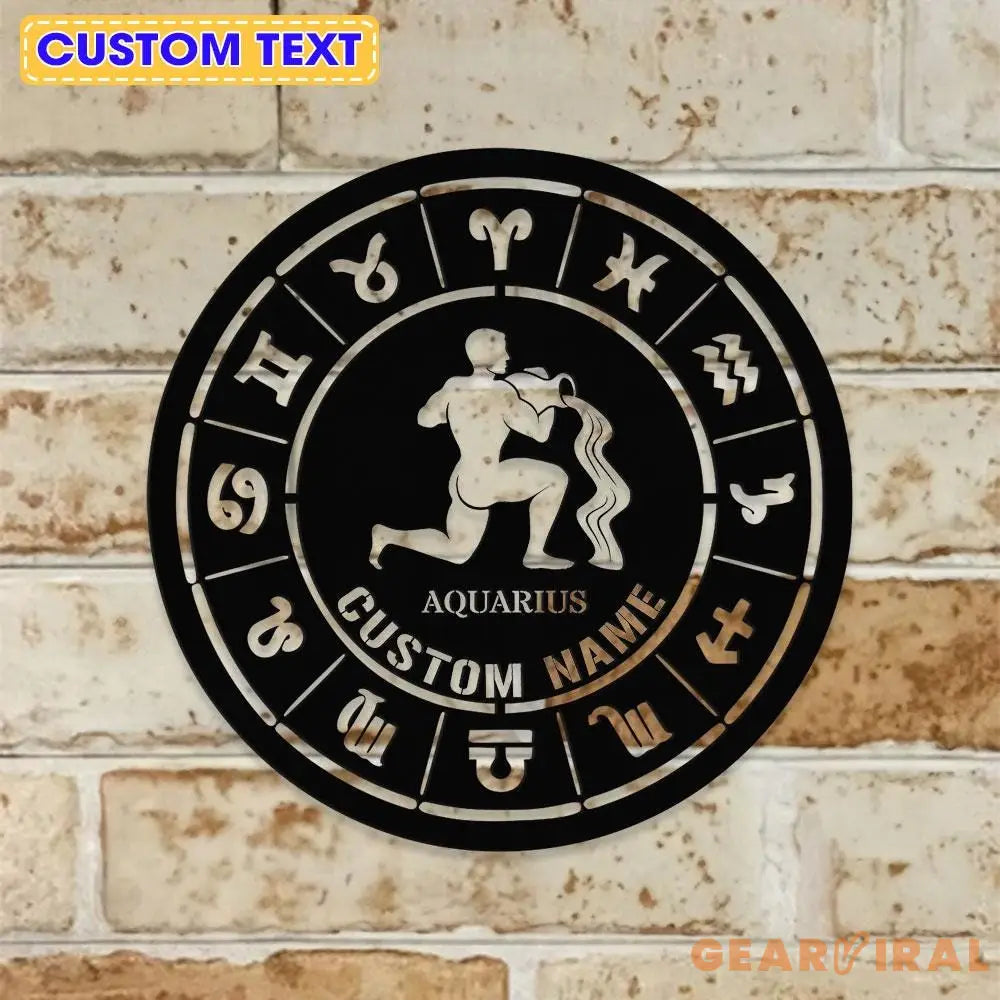 Custom Aquarius Zodiac Metal Wall Art Personalized Aquarius Zodiac Name Sign Decoration For Room Horoscope Home Decor