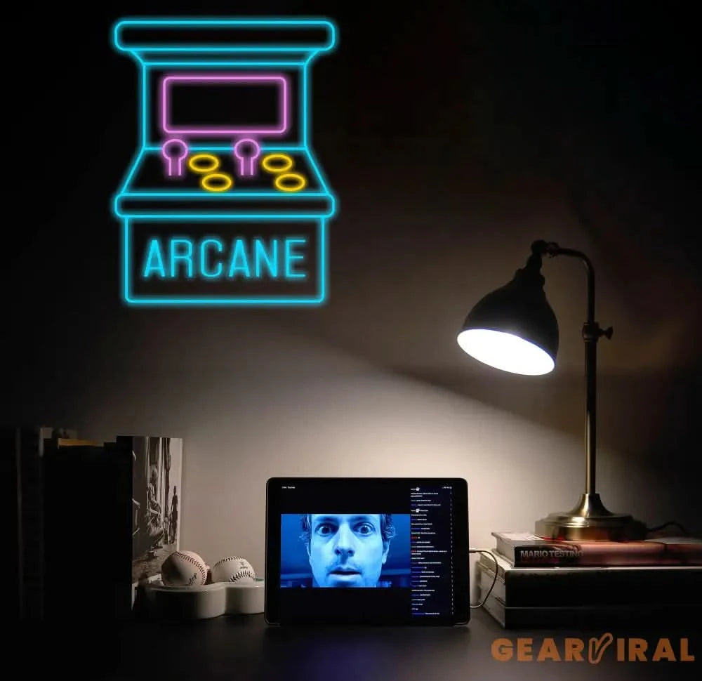 Custom Arcane Game Machine Neon Sign Vintage Arcade Neon Sign Game Zone Neon Sign Gaming Neon Light Gamer Room Art