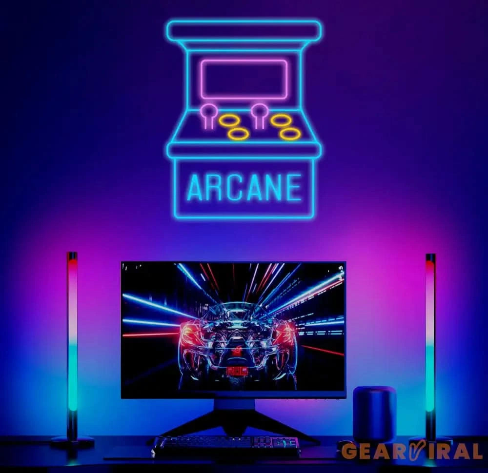 Custom Arcane Game Machine Neon Sign Vintage Arcade Neon Sign Game Zone Neon Sign Gaming Neon Light Gamer Room Art