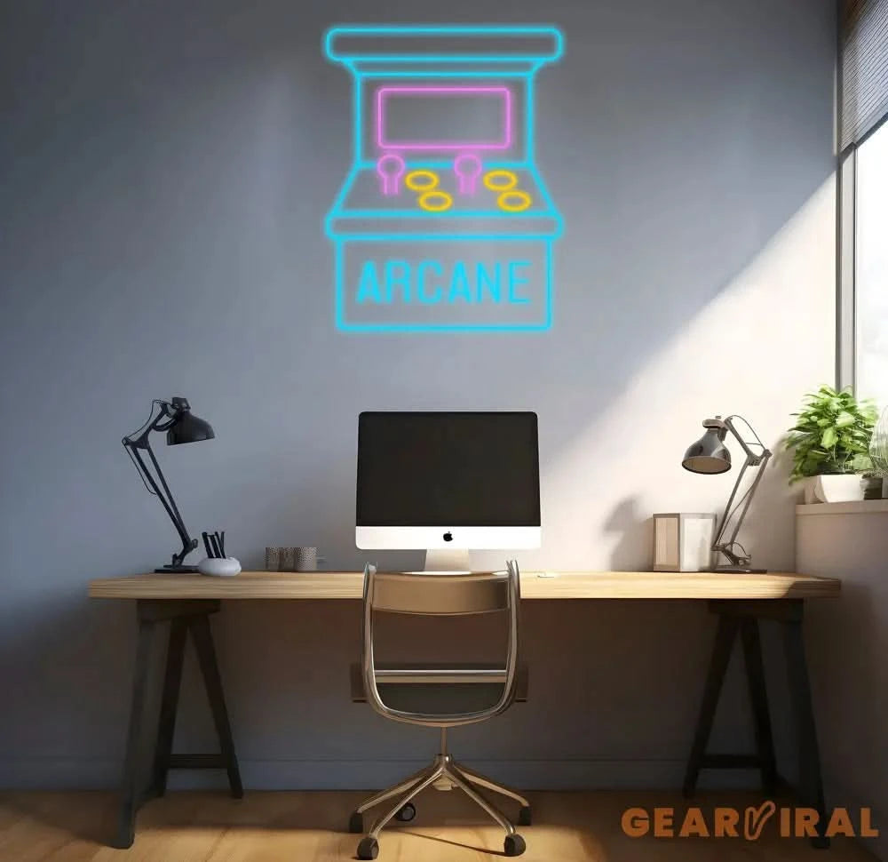 Custom Arcane Game Machine Neon Sign Vintage Arcade Neon Sign Game Zone Neon Sign Gaming Neon Light Gamer Room Art