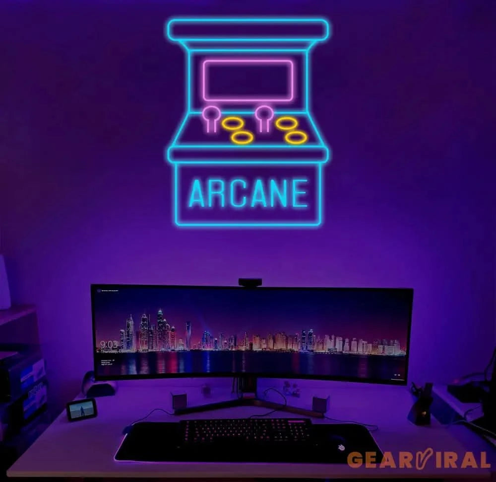 Custom Arcane Game Machine Neon Sign Vintage Arcade Neon Sign Game Zone Neon Sign Gaming Neon Light Gamer Room Art