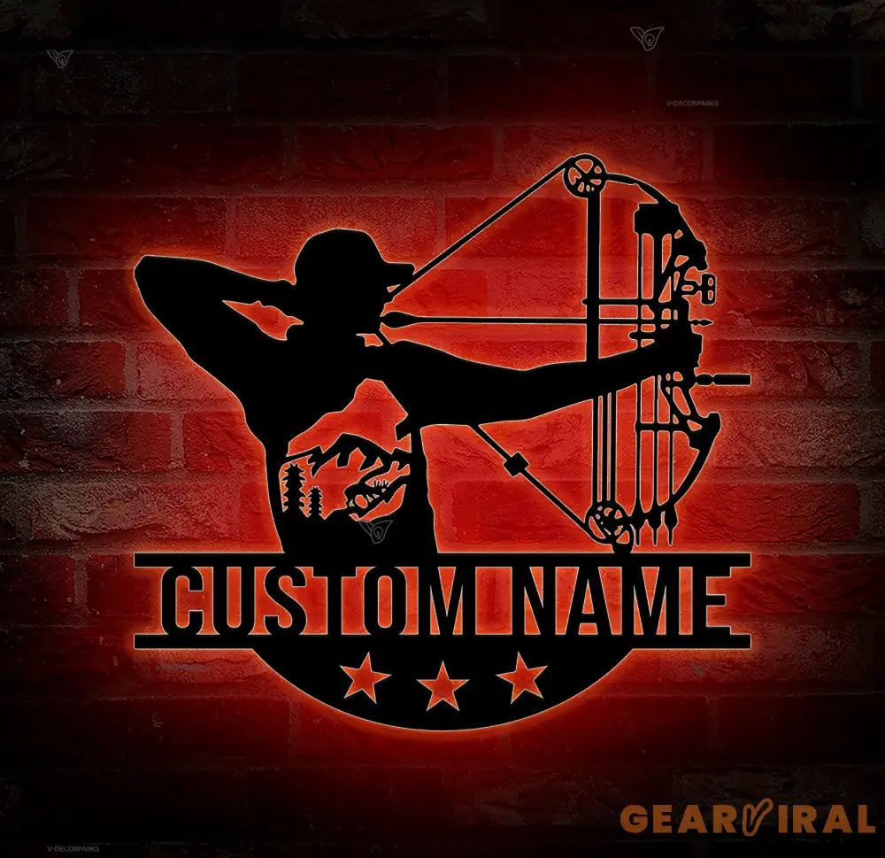 Custom Archery Metal Wall Art with Led Light - Archer Gifts - Archery Room Decor - Archery Coach Gift | GearViral