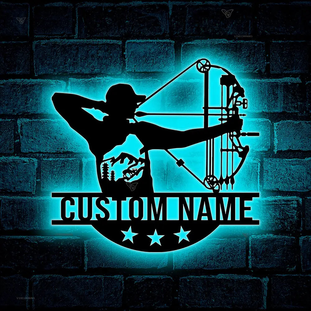 Custom Archery Metal Wall Art with Led Light - Archer Gifts - Archery Room Decor - Archery Coach Gift | GearViral