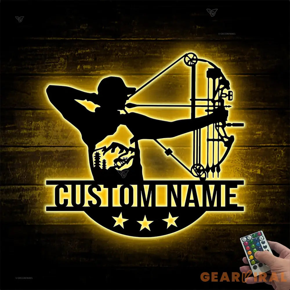 Custom Archery Metal Wall Art with Led Light - Archer Gifts - Archery Room Decor - Archery Coach Gift | GearViral