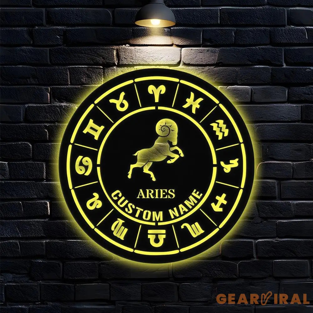 Custom Aries Zodiac Metal Wall Art Personalized Aries Zodiac Name Sign Decoration For Room Horoscope Home Decor Custom