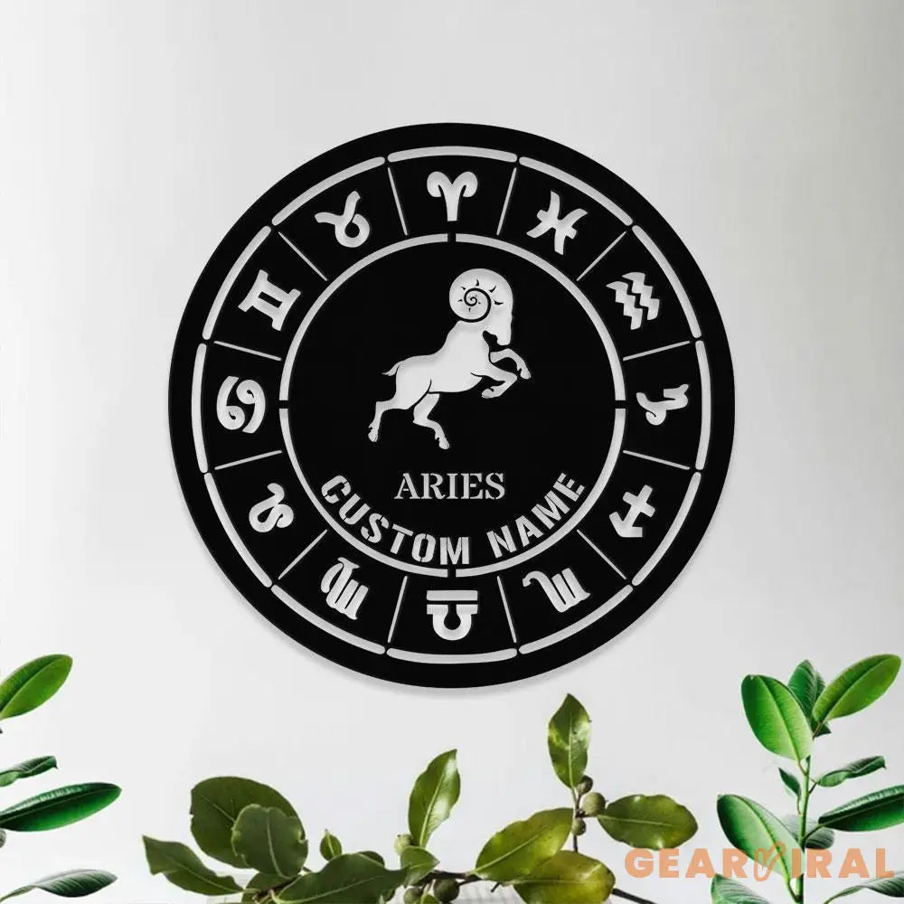 Custom Aries Zodiac Metal Wall Art Personalized Aries Zodiac Name Sign Decoration For Room Horoscope Home Decor Custom