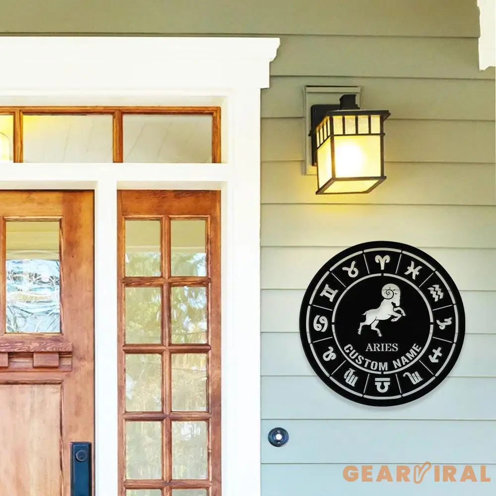 Custom Aries Zodiac Metal Wall Art Personalized Aries Zodiac Name Sign Decoration For Room Horoscope Home Decor Custom