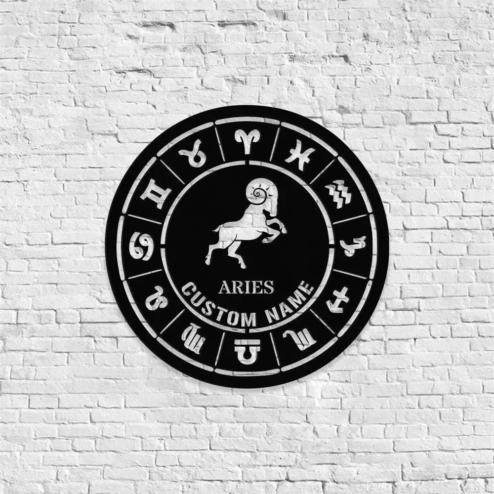 Custom Aries Zodiac Metal Wall Art Personalized Aries Zodiac Name Sign Decoration For Room Horoscope Home Decor Custom