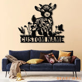 Custom Baby Highland Cow Metal Sign with Led Light Highland Cow Metal Wall Art Personalized Floral Highland Cow Farm