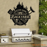 Custom Backyard Barbeque Name Sign with Led Light Personalized Metal Barbecue Wall Sign Custom Grill Sign Barbecue Sign