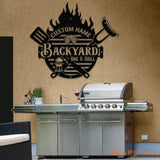 Custom Backyard Barbeque Name Sign with Led Light Personalized Metal Barbecue Wall Sign Custom Grill Sign Barbecue Sign