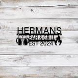 Custom Backyard Sign LED Light Personalized Bar & Grill Sign Bar Signs BBQ Signs Outdoor Kitchen Metal Signs Barbecue