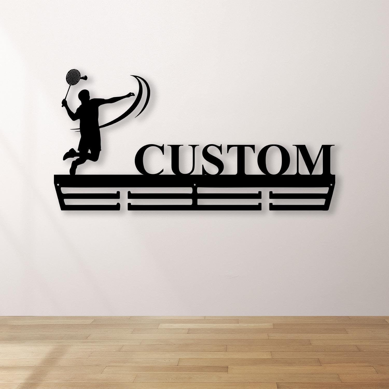 Custom Badminton Medal Hanger, Metal Wall With LED Light, Badminton, House Decor, Housewarming Gift, Wall Hanger, Gift For Badminton Player