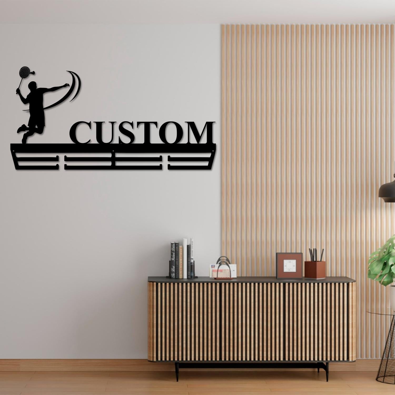 Custom Badminton Medal Hanger, Metal Wall With LED Light, Badminton, House Decor, Housewarming Gift, Wall Hanger, Gift For Badminton Player