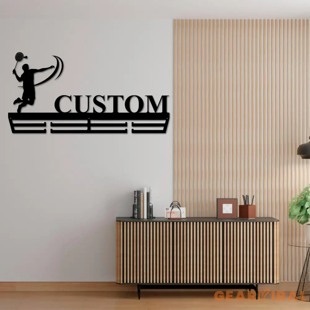 Custom Badminton Medal Hanger Metal Wall With LED Light Badminton House Decor Housewarming Gift Wall Hanger Gift For