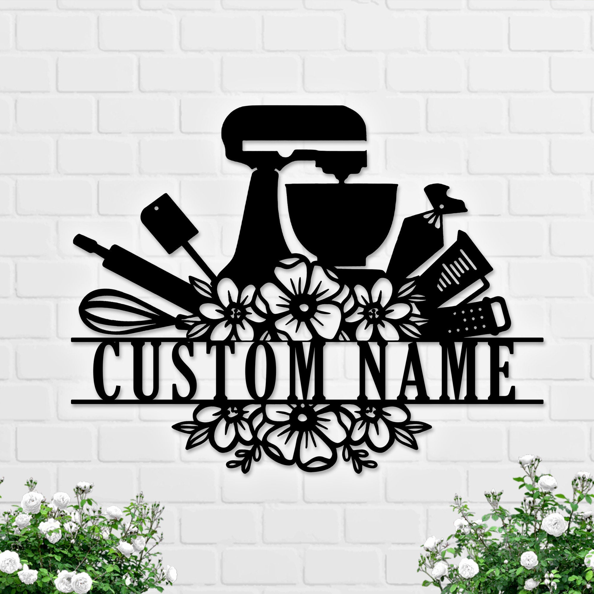 Custom Baking Metal Wall Art - Personalized Baker Name Sign Decoration Hanging for Home - Baker Sign - Baker Gift | GearViral