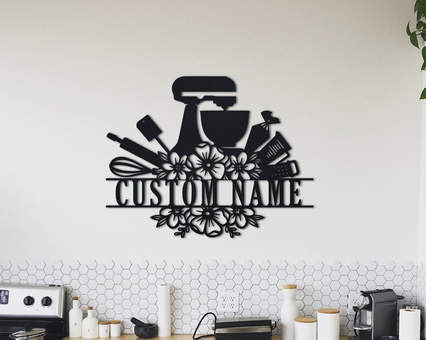 Custom Baking Metal Wall Art - Personalized Baker Name Sign Decoration Hanging for Home - Baker Sign - Baker Gift | GearViral